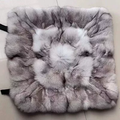 New car fox fur winter cushion pure wool seat cushion short plush sheepskin three-piece single piece without backrest (Wool pad) - gray-square-pad-square-version