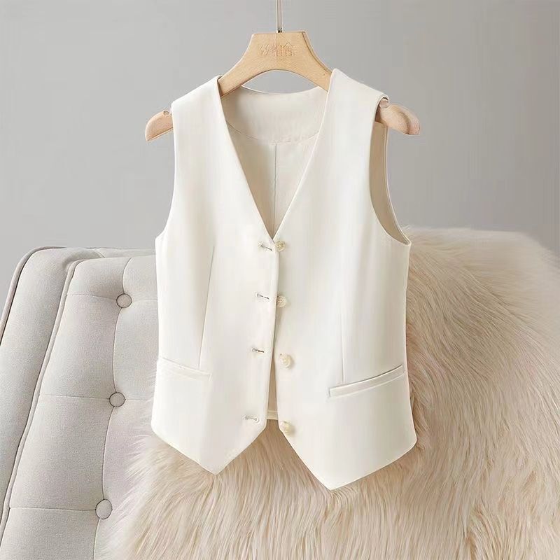 Spring and Autumn New Women's Versatile Professional Vest Outerwear Waistcoat Workwear Vest Front Desk Formal Work Uniform