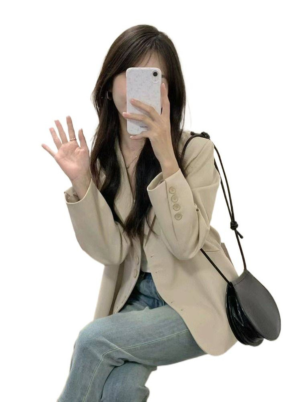 浅卡其休闲西装外套女春秋装新款小个子短款气质高级感百搭西服|undefined