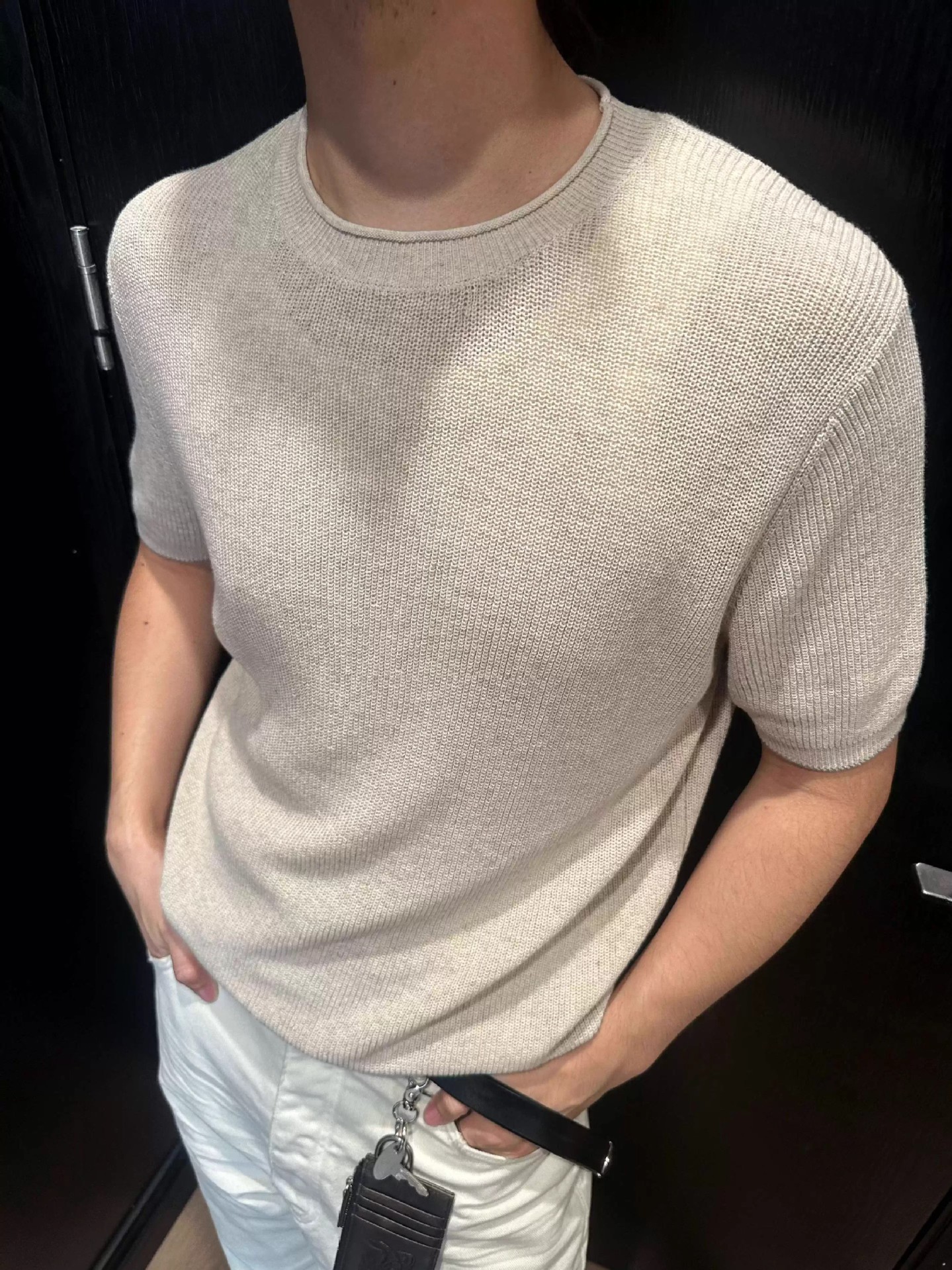 Herren T-shirt Mit Blumenmuster Aus Leinen Und Baumwolle Sommer_voghion.com