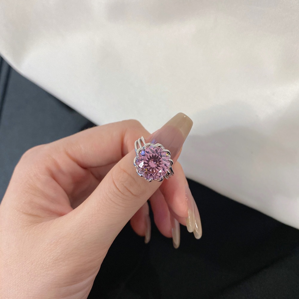 12g Weight Zircon Inlay Material Rings Classification 5, 9 Ring Size 1 Piece Quantity Holiday, Daily Occasion 925 Sterling Silver Material Geometric, Heart Shape Pattern Women's Gender Plating Design Elegant, Lady Style 925 Sterling Silver Zircon Geometric Heart Shape Rings 19