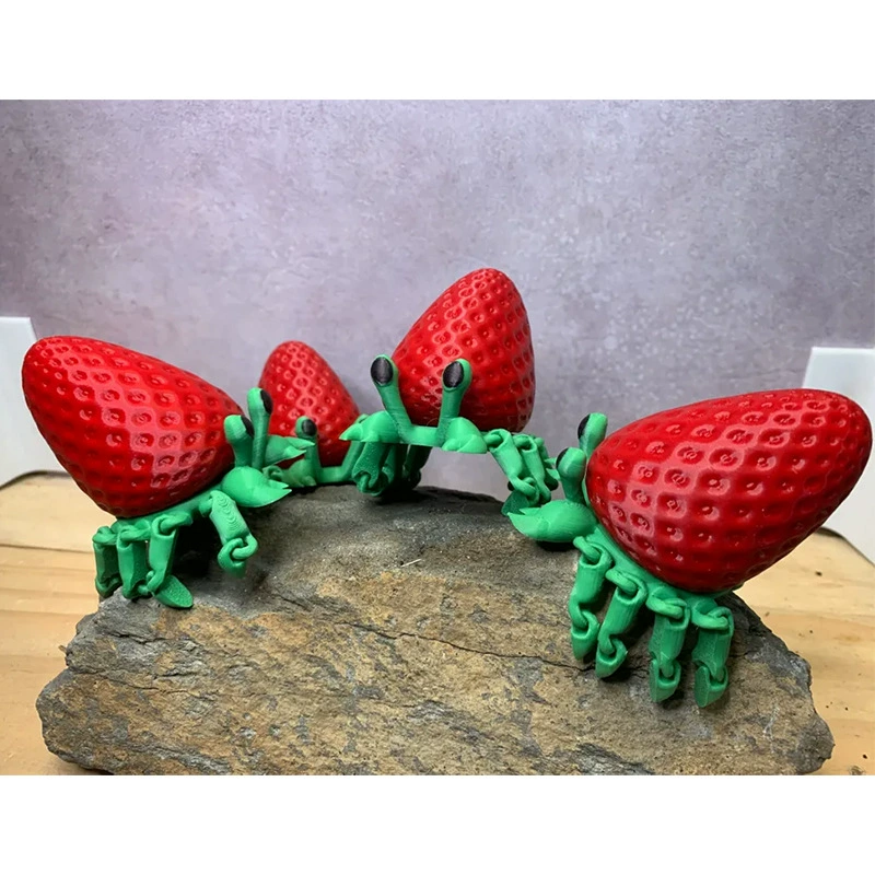 跨境新款Strawberry Crab клубника-краб подвижная joints игрушка 3D-печать маленький сувенир