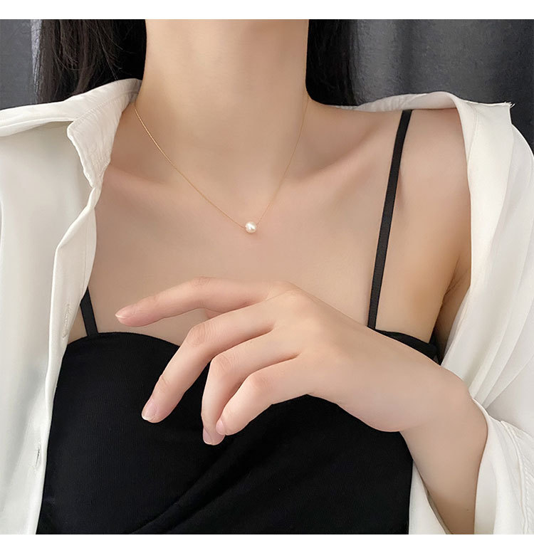 Elegant Geometric Titanium Steel Inlay Pearls Necklaces