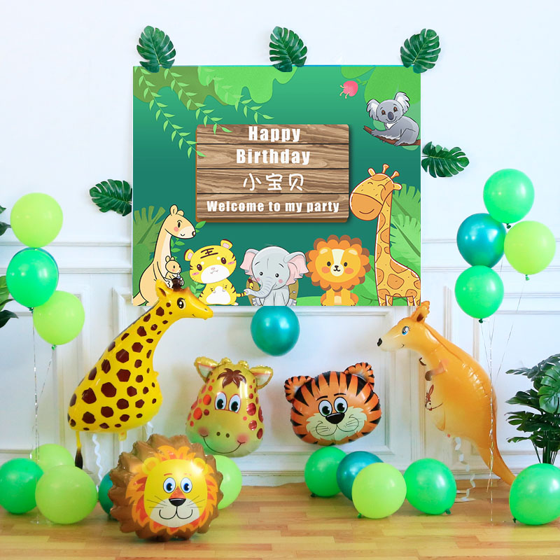 Aniversario del bebé Feliz cumpleaños Decoraciones de fiesta Escena Diseño de niños Niñas Paquete de globos Pared de fondo