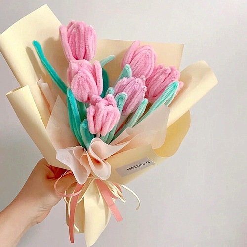 Handmade diy twist stick bouquet super dense root twist stick roses tulip material package Mother's Day gift