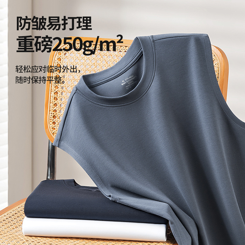 Primavera y verano nueva capa de aire jacquard de sarga tridimensional para hombres puede salir a deportes chaleco antiarrugas traje de pantalones cortos