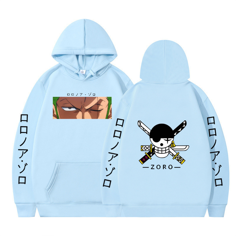Foreign Trade Animation One Piece Zoro Printed Loose Hoodie Autumn Men's and Women's Velvet Sweatshirt Hooded Sweatshirt New Style