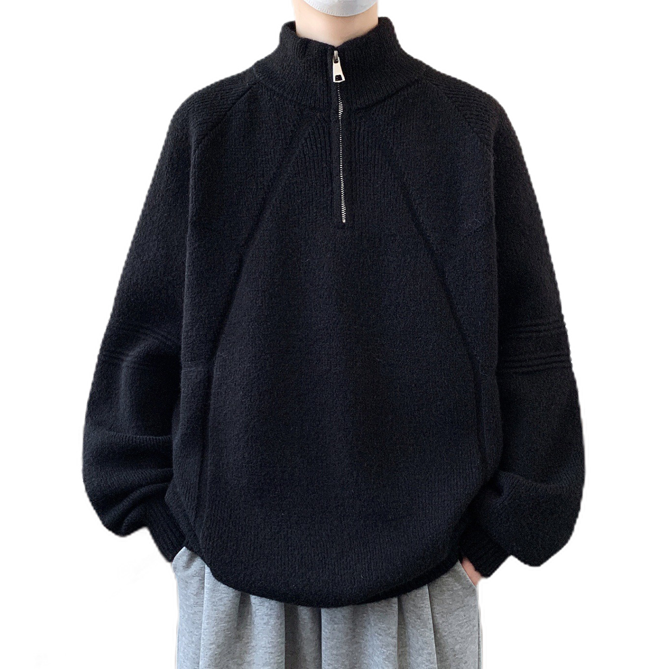 Explosiones transfronterizas de tamaño europeo suéter de jersey de gran tamaño hombre cremallera cardigan chaqueta chaqueta de fábrica de negocios avanzados al por mayor