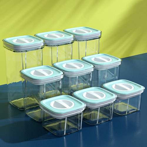 PET thickened moisture-proof sealed jar kitchen transparent square grain storage jar can be stacked with snacks and dried fruit preservation boxes