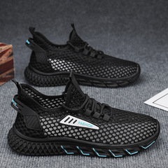 Men's Shoes Single Mesh Sports Shoes 2023 Spring and Autumn Casual Running Shoes Summer Men's Breathable Hollow Thin Mesh Shoes Trendy