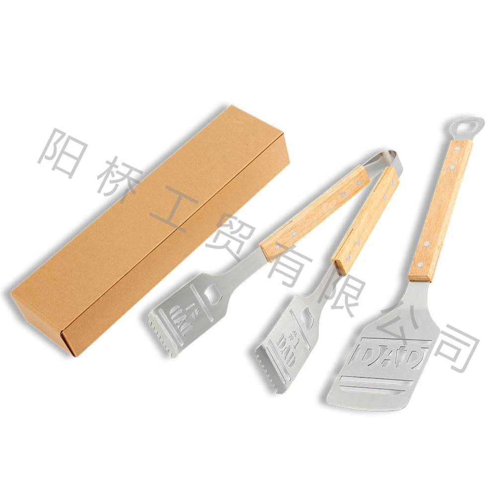 Amazon Venta caliente de acero inoxidable para hornear juego de herramientas de bebida salvaje al aire libre para barbacoa kit de combinación de clip de pala DAD para barbacoa