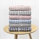Short-Sleeved Shorts Pajamas Men's and Women's Summer Plaid Double-Layer Yarn Woven Cotton No Side Seam No Print Style Couple's Home Suit