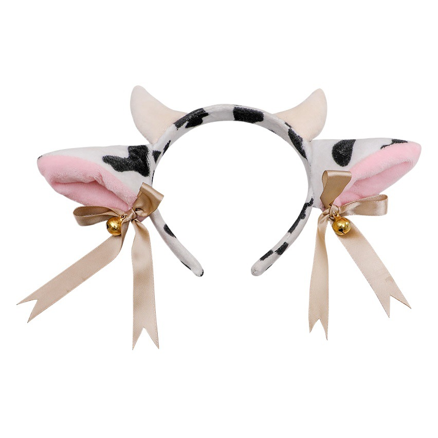 Una pieza hecha a mano de vaca año lindo japonés y coreano de las mujeres en línea de peluche rojo lindo KC vaca diadema bestia oído Accesorios