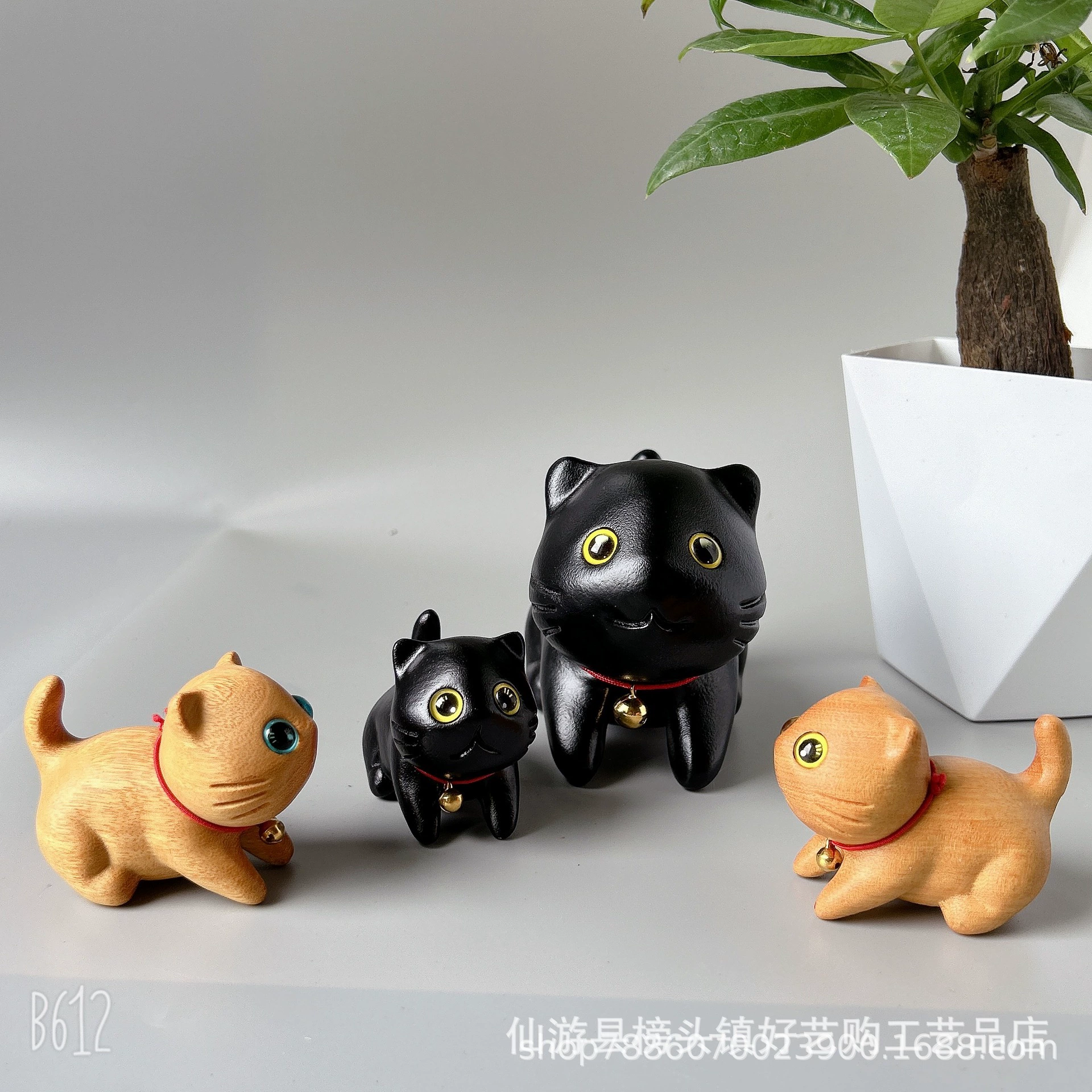 Золотой сандалwood кот парень кот цельное дерево кот мультфильм милый кот украшение подарки родственники резьба по дереву кота Интернет-знаменитость кот