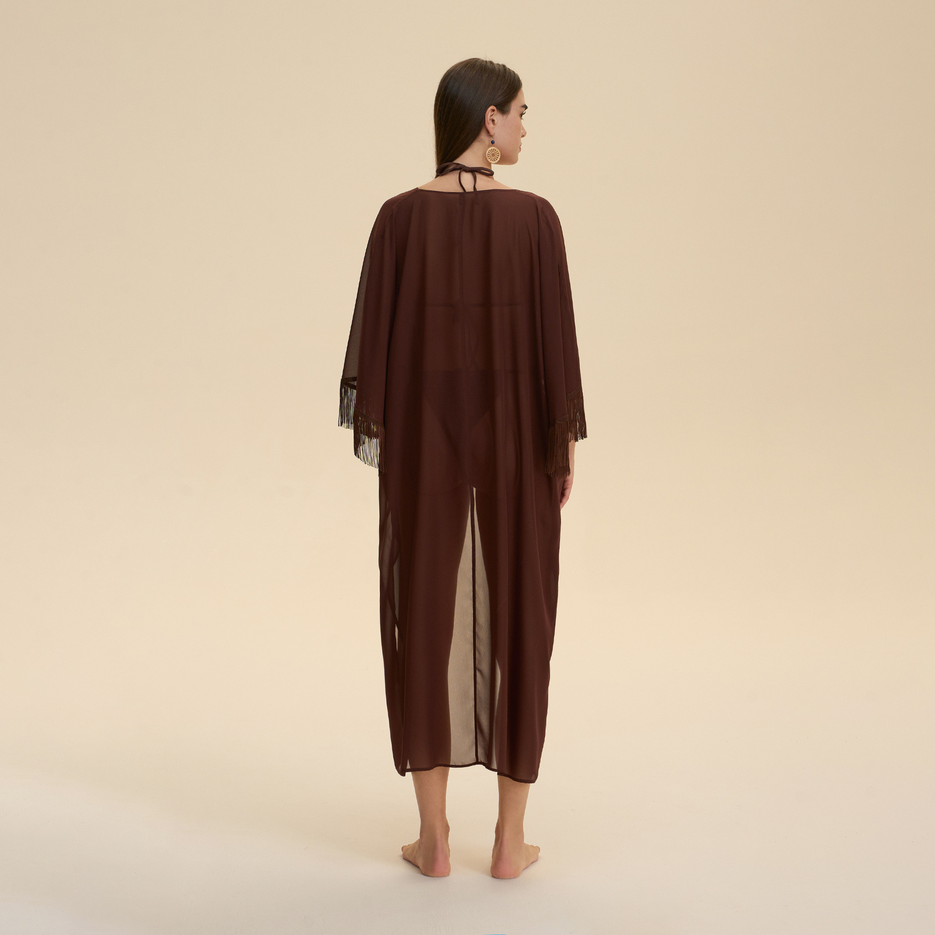 Nuevo Amazon Europa y los Estados Unidos transfronterizos ropa de dormir de malla sexy chiffon camisa de camisa de bordillo abrigo de pijama de perspectiva suelta 3990