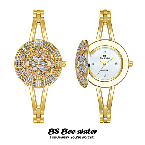 BS new hot-selling watch manufacturer direct sales foreign trade chain watch pocket watch flip cover full diamond women's watch one piece dropshipping FA1618