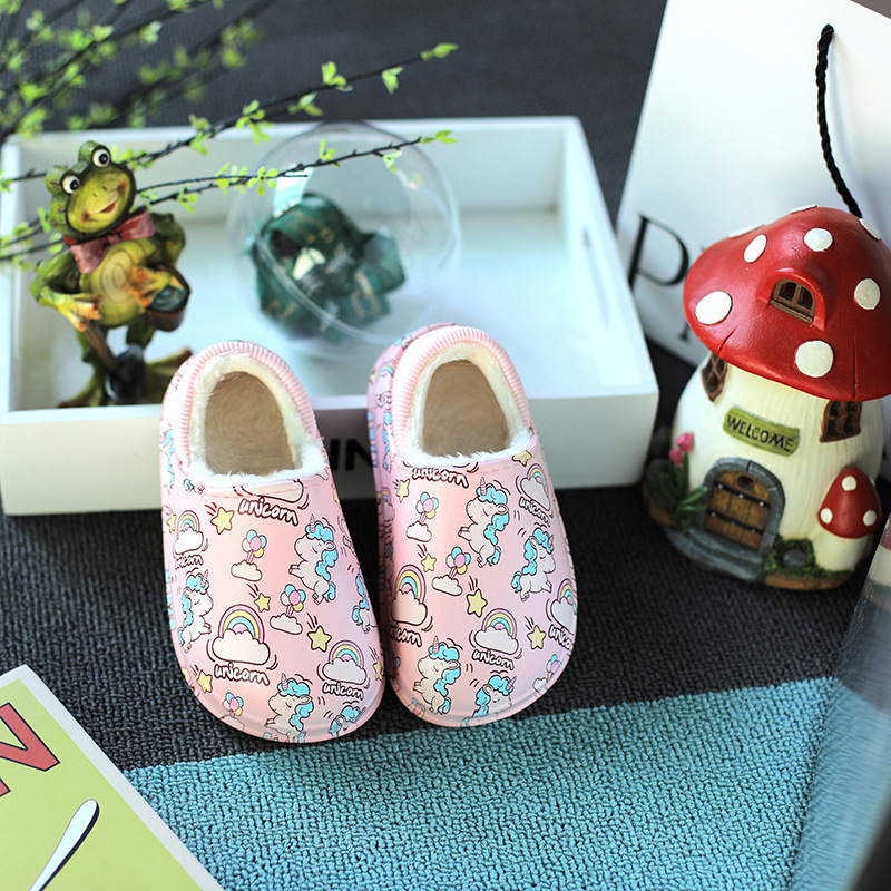 Winter Baby Cotton Slipper Bag Heel Waterproof And Anti-skid Indoor Cotton Shoes With Plush Soft Bottom Light Cartoon And Children's Slippers