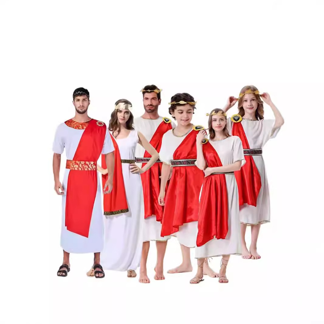 新款万圣节成人男女款亲子红色中世纪希腊埃及古罗马演出服舞台服