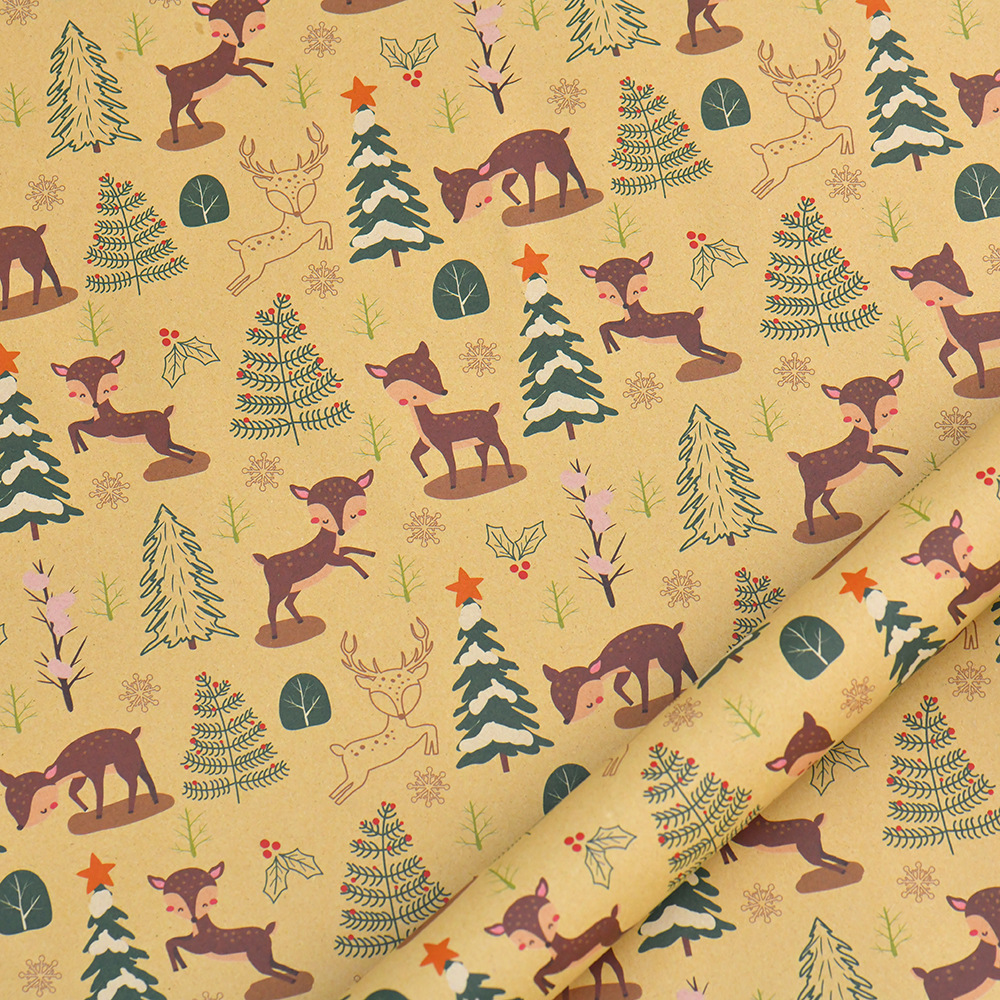 Amazon Navidad Vintage papel de regalo de papel Kraft Santa Claus árbol de Navidad de dibujos animados de papel de regalo