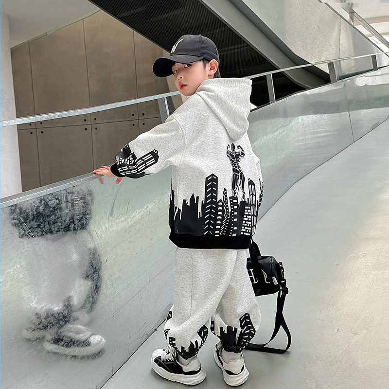 Conjunto de sudadera con capucha y pantalón para niño estilo_voghion.com