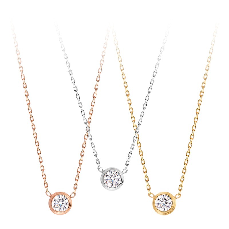 Simple Mini Single Diamond Titanium Steel Necklace Women's TikTok Explosive Fashion Jewelry Pendant Accessories Collarbone Chain Necklace
