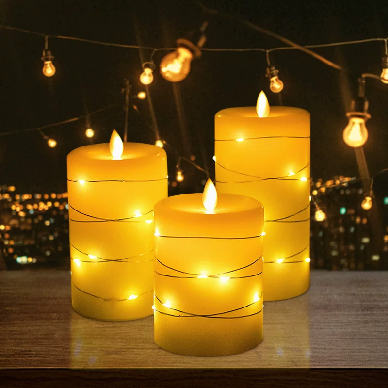 Remote-Controlled LED Electronic Candle Set, Flameless Romantic Lights, 3-Piece Kit