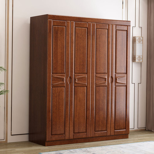 Modern simple solid wood wardrobe walnut double door three four five six door large wardrobe bedroom furniture manufacturer wholesale