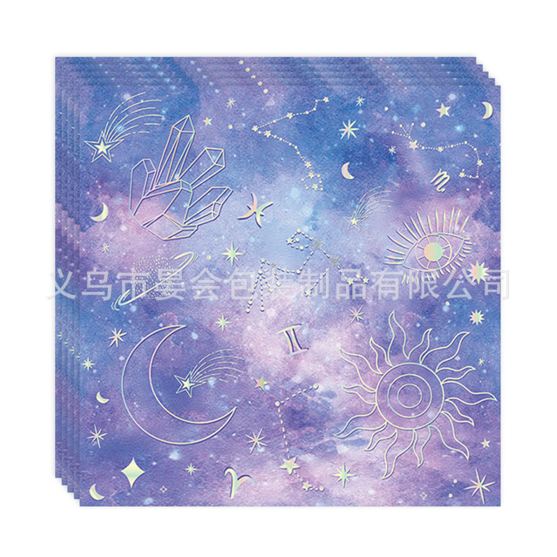 新款宇宙星座主题生日派对餐具纸杯纸盘纸巾派对装饰用品|undefined