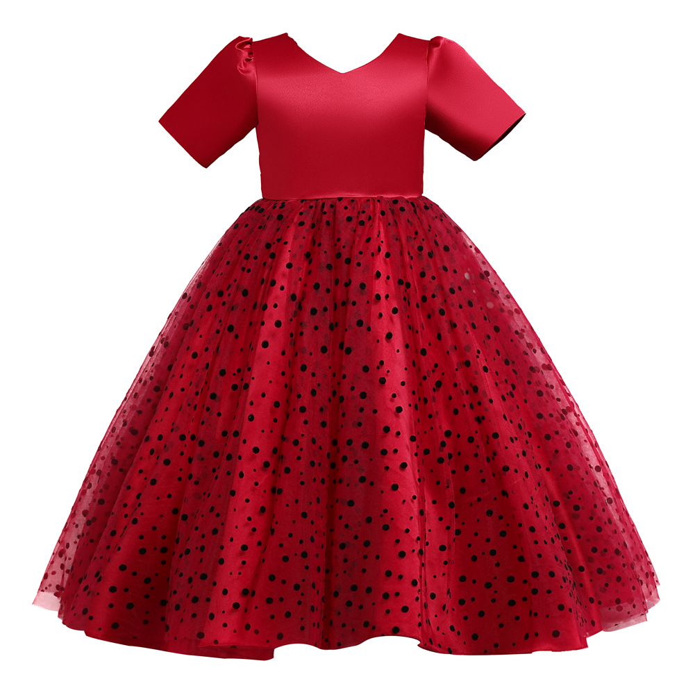 Vestido de la princesa de los niños franceses primavera y otoño niñas piano negro traje niña cumpleaños pasarela vestido de noche