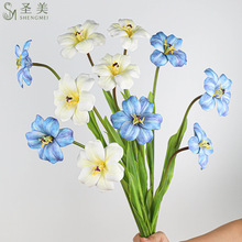 EVA仿真花开口笑郁金香水仙花北欧家居装饰仿真手感花束客厅假花