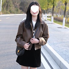 棕色小皮衣外套女短款小个子2025新款秋季今年流行港风pu夹克厂家