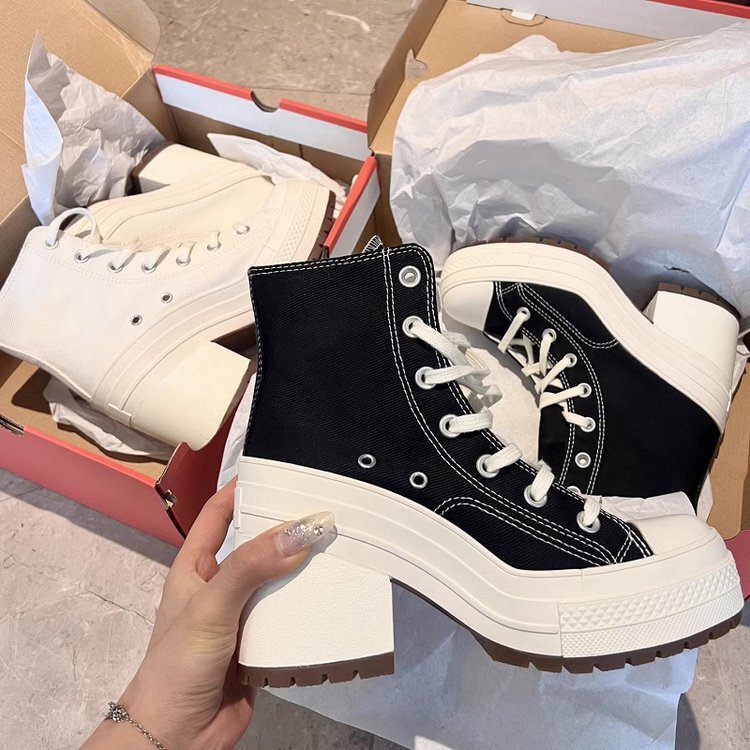 Canvas Shoes for Women 2026 Summer New Retro High-Heeled Canvas Shoes, Easy to Match, Thick-Soled, Height-Increasing, Breathable Canvas Shoes
