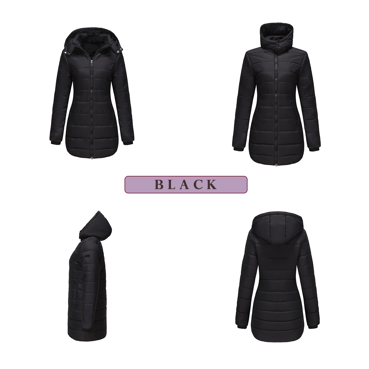 Abrigo de invierno para mujer con capucha extraíble parka impermeable_voghion.com