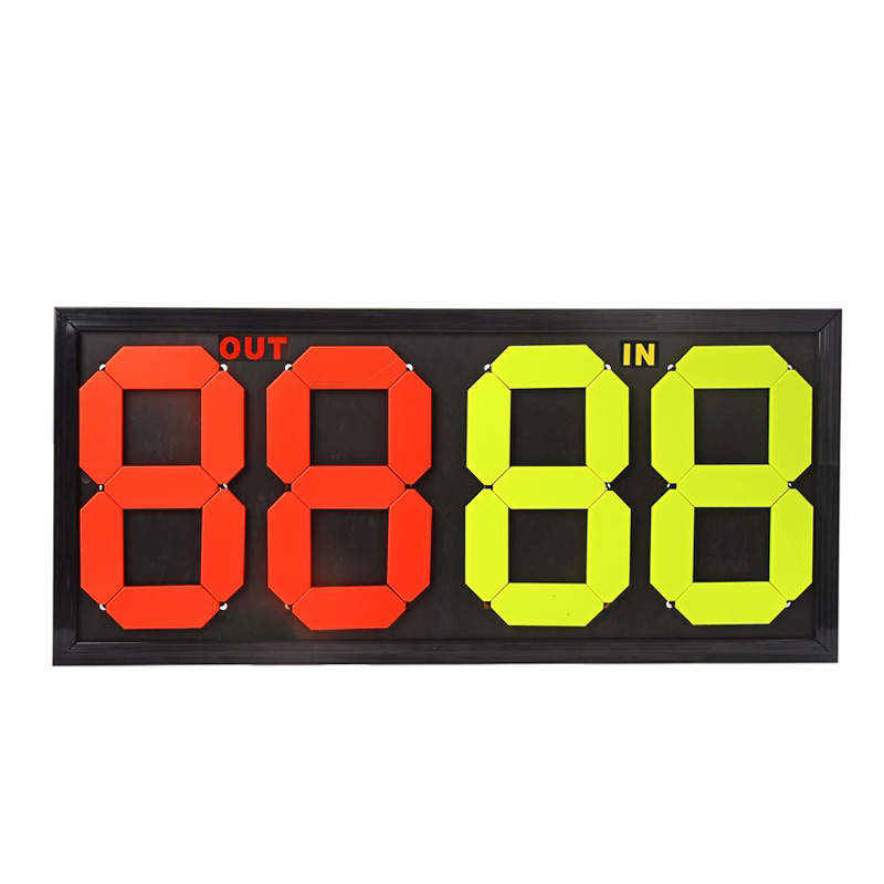 Large manual substitution board for football players, double-sided display of 4-digit numbers that can be flipped.