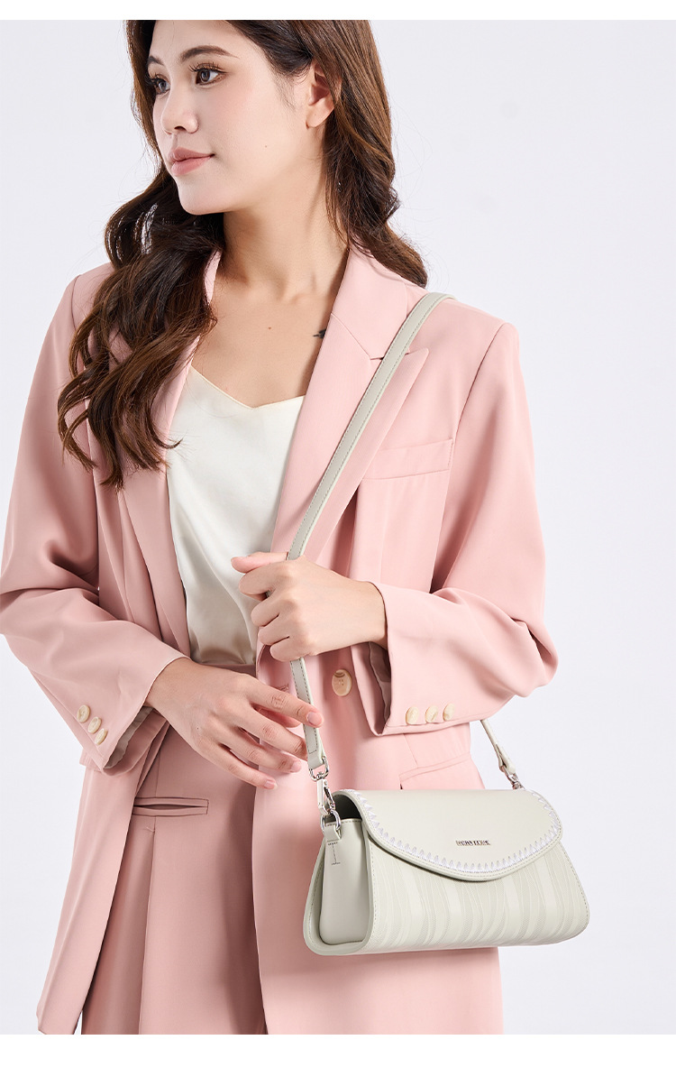 Túi đeo chéo nữ phong cách retro baguette, kiểu dáng nhỏ gọn đeo vai đơn — đen, trắng, màu nâu, màu sáng chi tiết 9