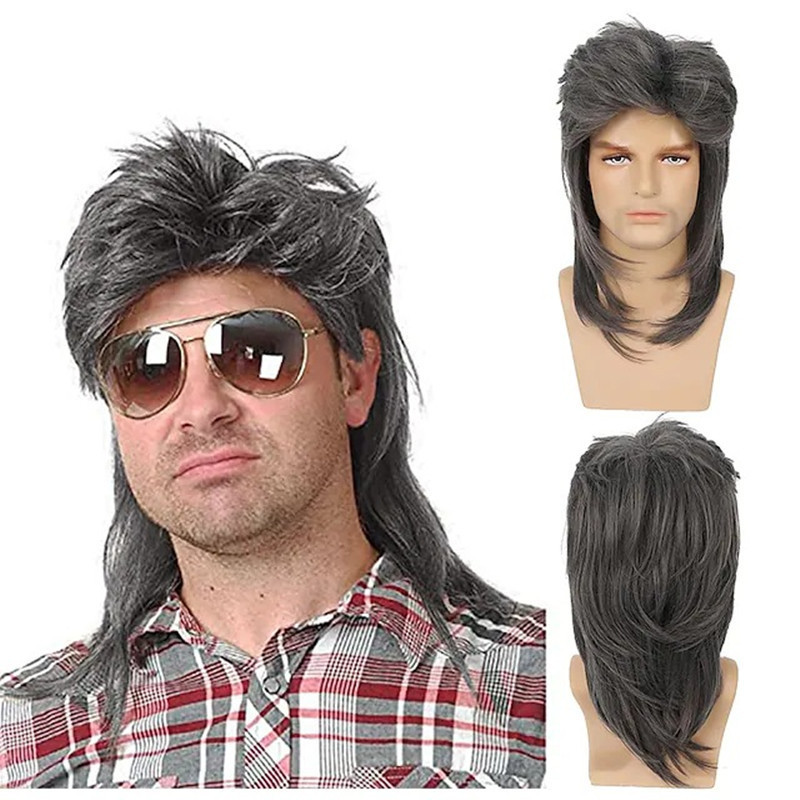 Amazon's New European and American Men's Wigs Punk Heavy Metal Shawl Curly Hair Holiday Wig Sets Manufacturer Wholesale