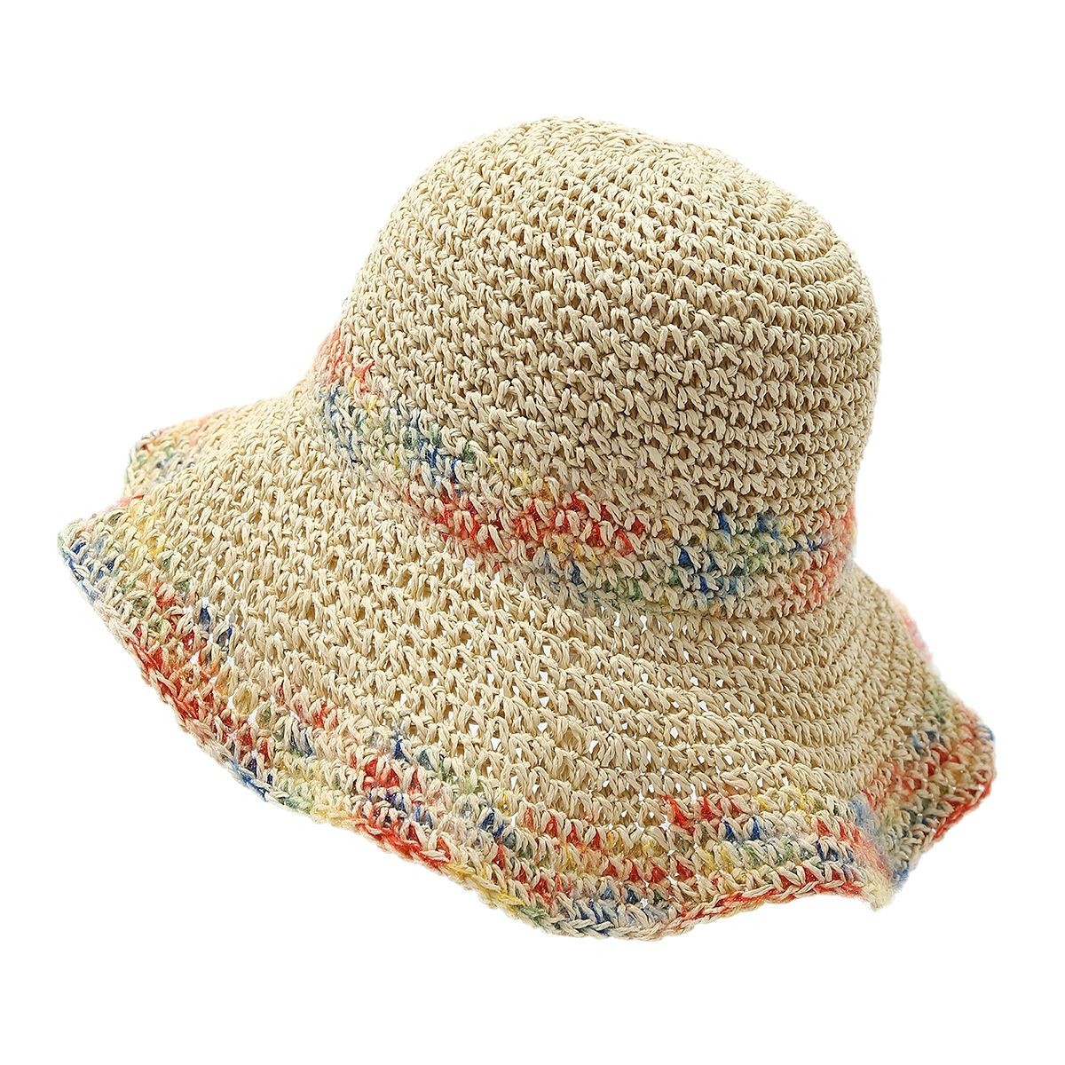 Sombrero de paja para mujeres de verano dulce siete colores sombrero de paja vacaciones versátil sombrero de playa sombrero de sombra