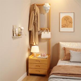 Bedside Table with Integrated Clothes Rack, Floor-Standing Bedroom Bedside Clothes Rack, Small Corner Coat Rack for Home Use at Night