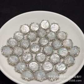 天然白贝壳圆形雕刻魔盒粒粒精选颗颗带眼强光DIY饰品通孔配件