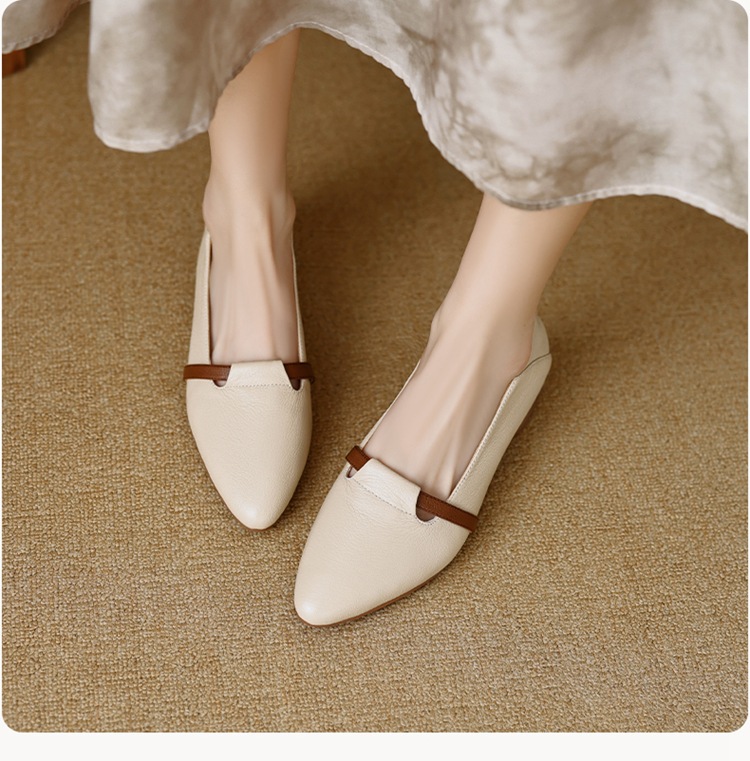 Giày cao gót nữ mũi nhọn da cừu gót thô 5 cm phối màu — đen chi tiết 19