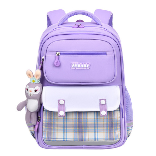 New school bag for primary school girls 6-14 years old children's school bag large capacity girls high-face plaid backpack
