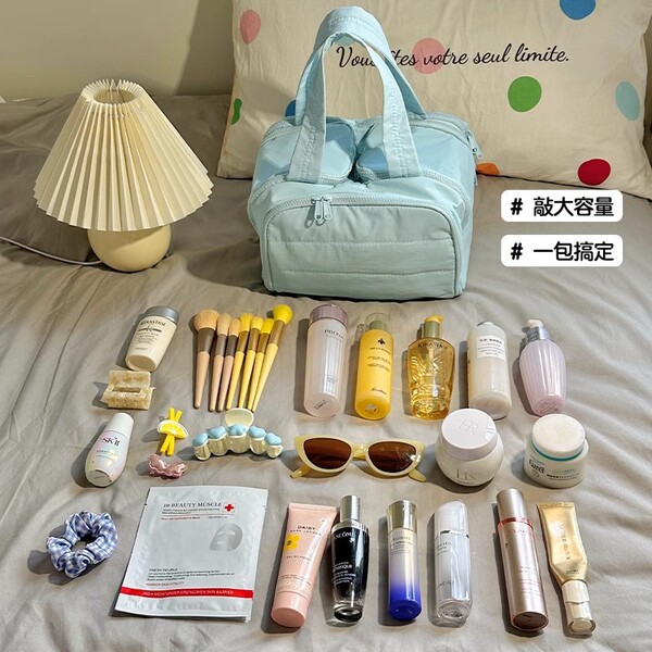 Capacious cosmetic bag