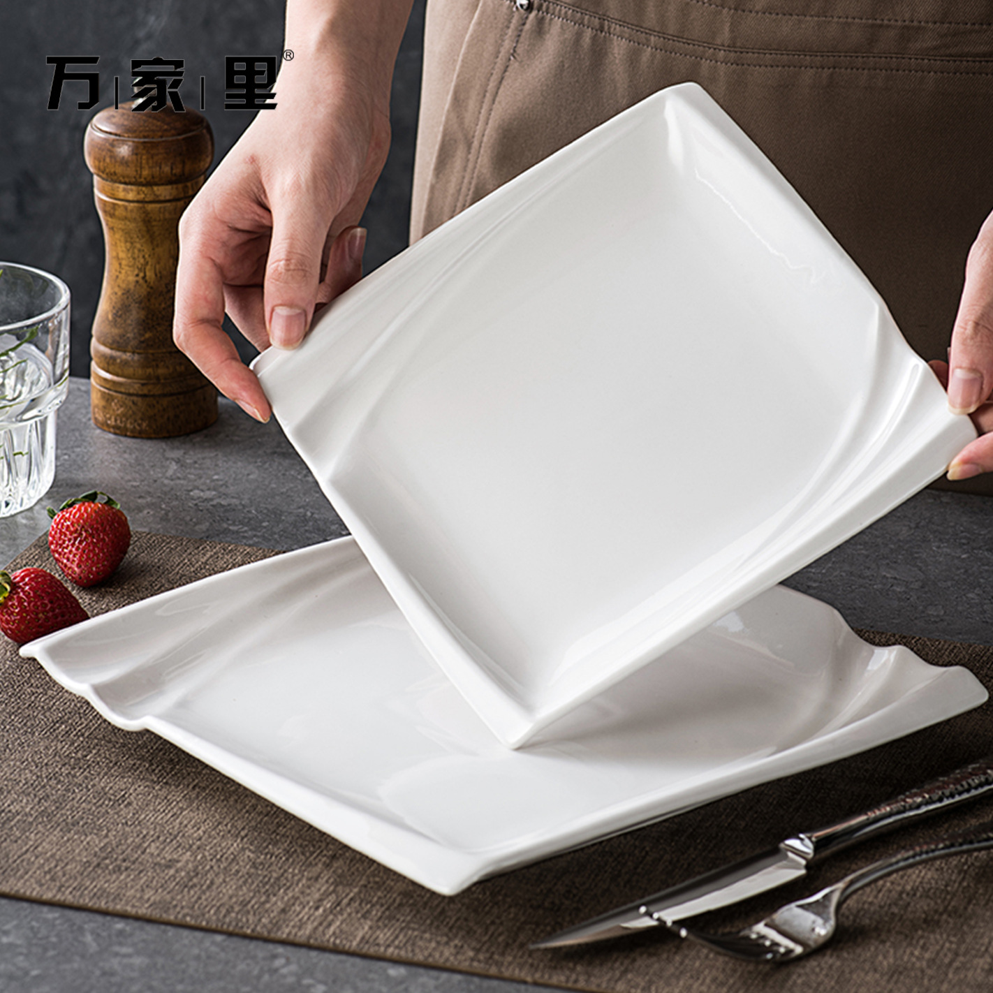 Cerámica de carne blanca pura postre plato creativo platos de platos caseros platos de pastel platos de platos occidentales