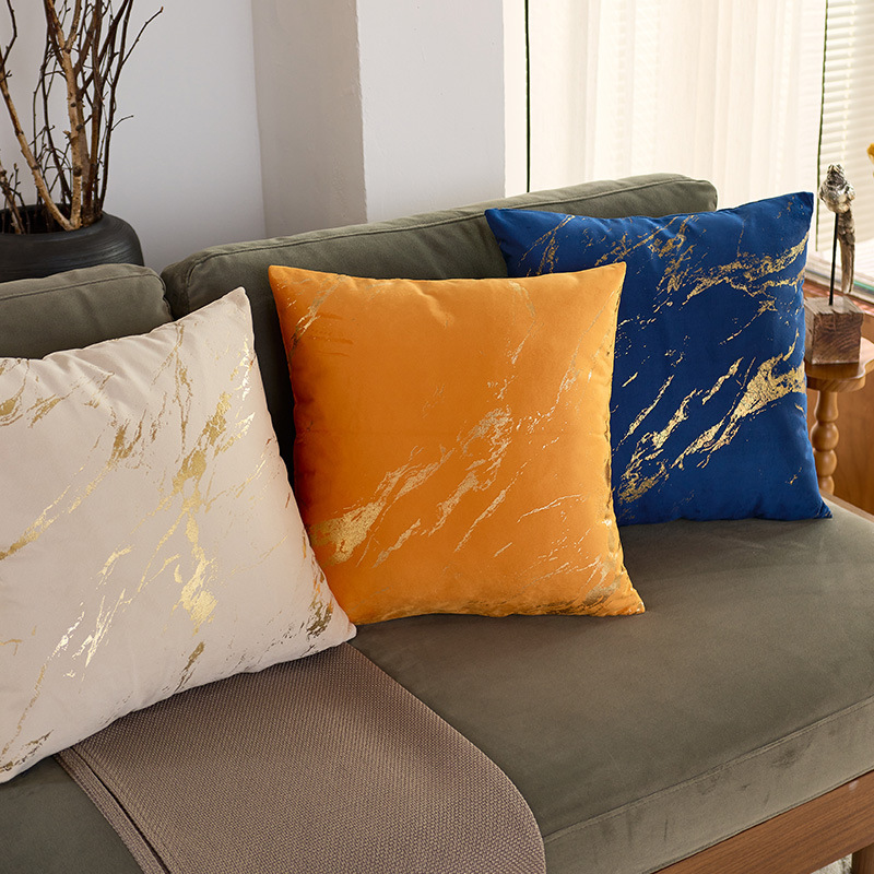 2025 New Velvet Bronzing Pillow High-grade Flannel Pillow Case Sofa Living Room Model Room Light Luxury Pillow Case