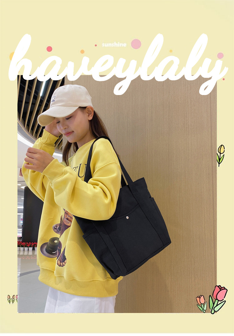 New canvas bag for women, ins forest style single-shoulder bag, large capacity for books, student commuting bag for classes, hand-held cloth bag Item Picture