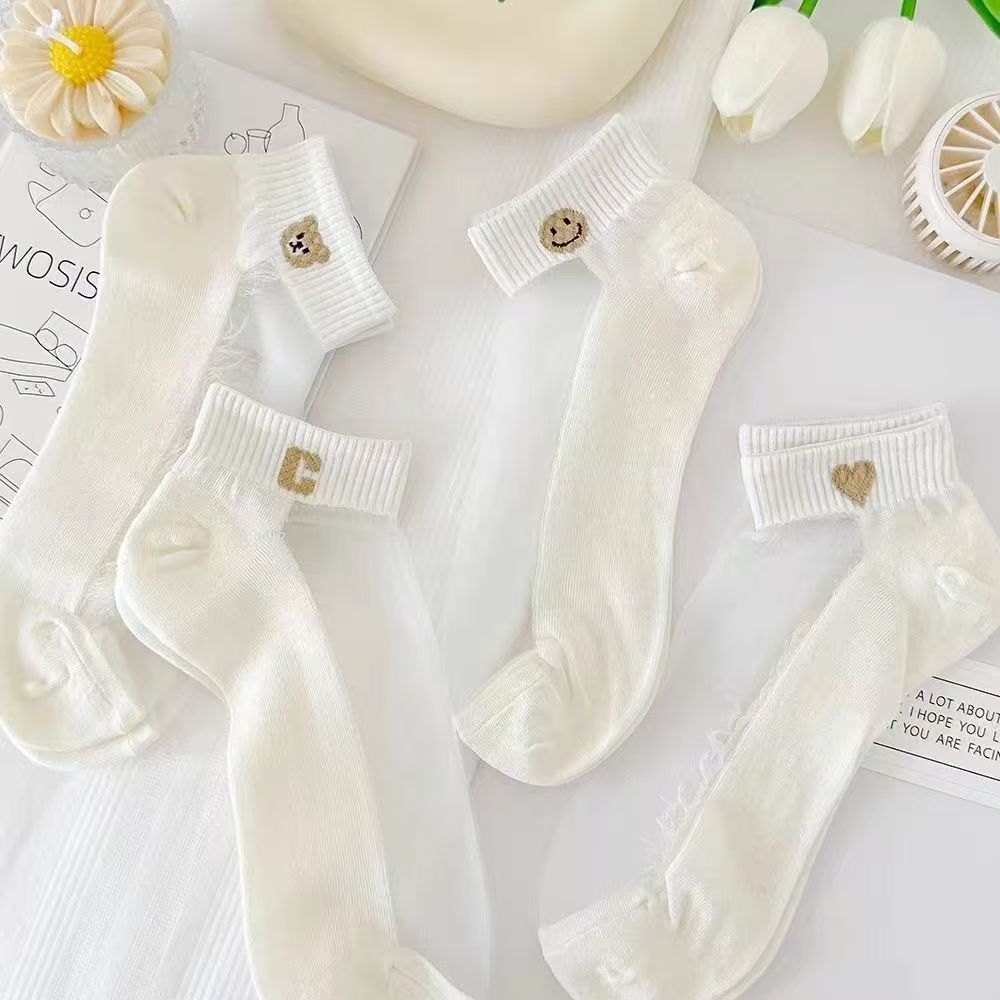 White Silk Stockings High-Value Women's Socks Wholesale Summer Socks Women's Thin Shallow Low-Cut Invisible Breathable Short Socks Boat Socks