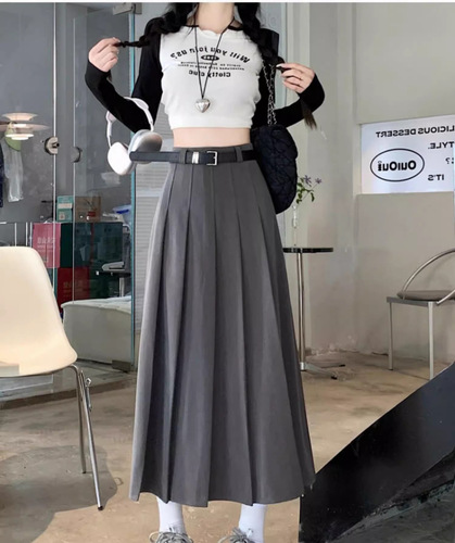 T-shirt outerwear, JK uniform shirt, A-line mini skirt, pleated skirt, women's autumn/winter and spring summer two-piece set dress