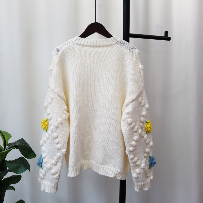Women's Clothing three dimensional flower sweater jacket _voghion.com