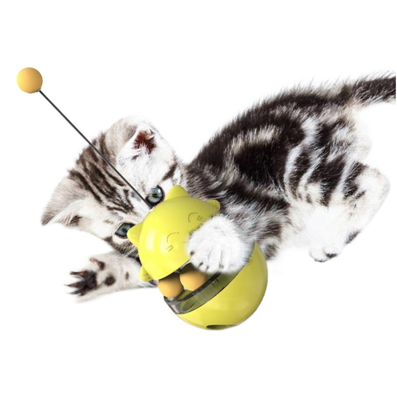 Gato suministros divertido larga varilla divertido gato palo suerte molar tocadiscos bola pequeña vaso auto-Hola rotación comida fuga Bola de juguete