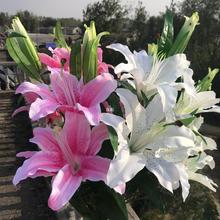 假花百合仿真花束单支客厅电视柜餐桌装饰品摆设花艺摆件花瓶插zb